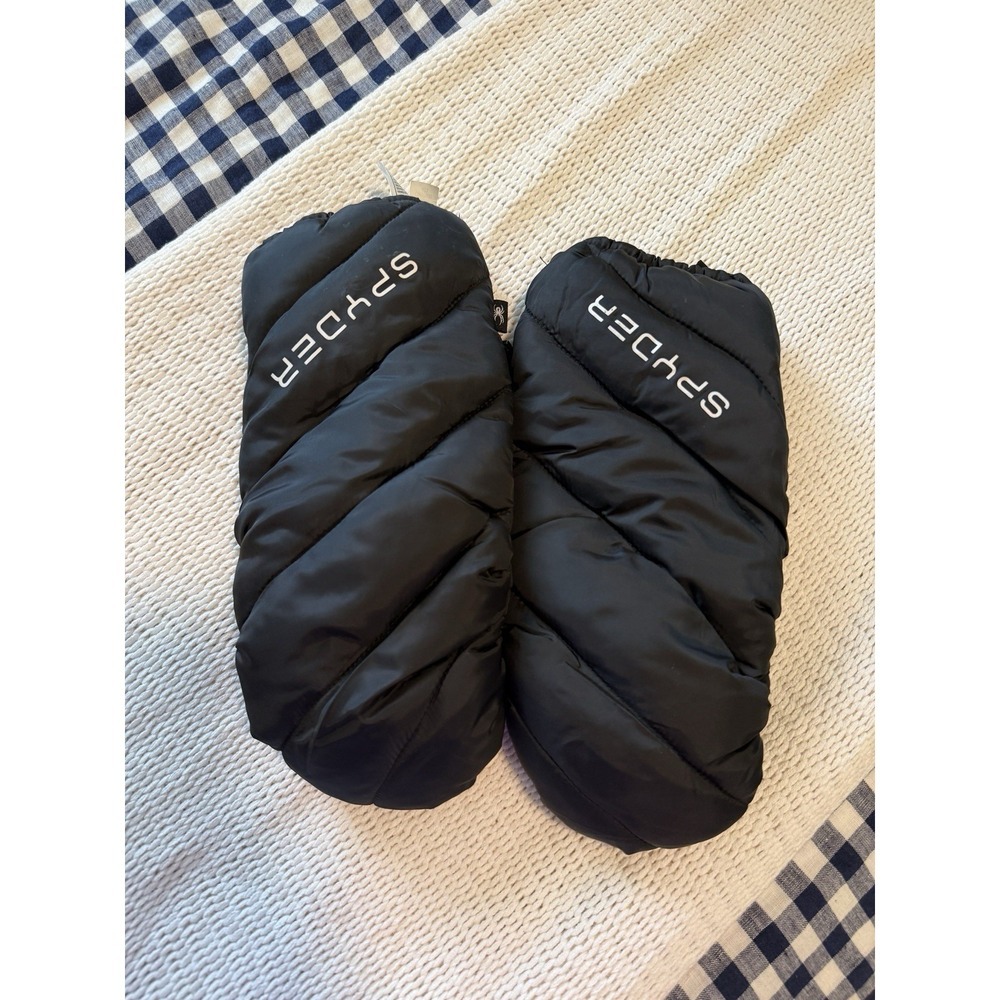 SPYDER Black Water Resistant PUFFER Insulated MITTENS WOMENS Size LARGE - Rt $69